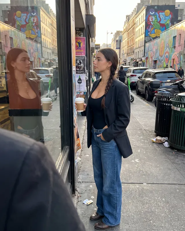 Car / Street Style AI photoshoot sample 5 of 5: natural candid Instagram-style photo of the same woman, different outfit and pose