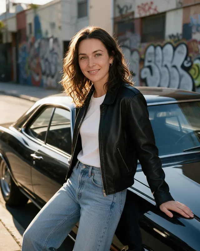 Car / Street Style style: sample influencer photo created from one selfie